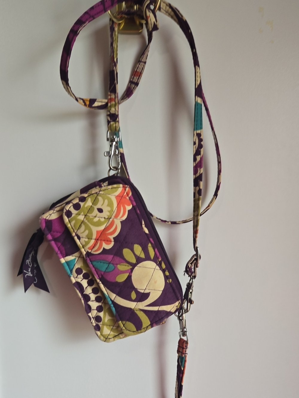 Vera Bradley Purple Floral Quilted Crossbody Phone Bag